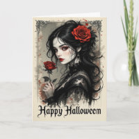 Gotische Rote Rose Vampire Woman Halloween Elegant