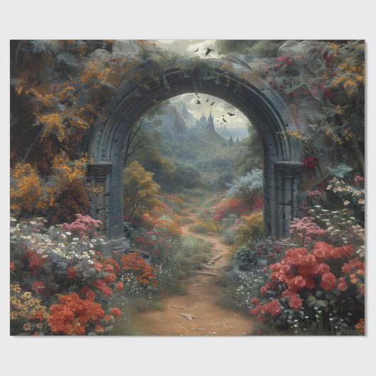 Gotische Rote Rose Vampirecore Dracula Geschenkpapier (Flach)