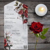 Gotische Rote Rosen mit QR-Code All In One Einladung