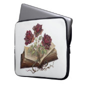 Gotische Rote Rosen & Open Book Laptop Bag Laptopschutzhülle (Vorderseite Links)
