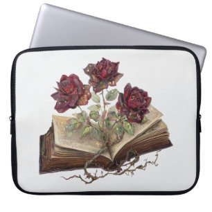 Gotische Rote Rosen & Open Book Laptop Bag Laptopschutzhülle