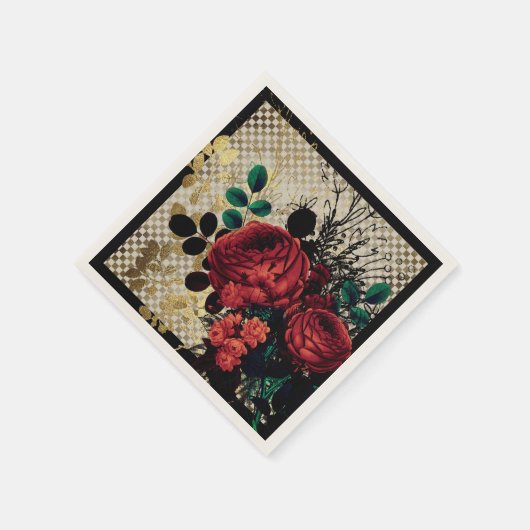 Gotische Rote Rosen Serviette (Ecke)