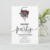 Gotische Rote Rosen Skeletton Verlobung Einladung (Stehend Vorderseite)