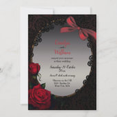Gotische Rote Rosen und Black Lace Wedding Einladung (Vorderseite)