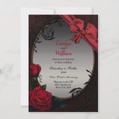 Gotische Rote Rosen und Bow-Hochzeit  Einladung (Vorderseite)