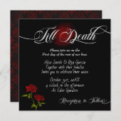 Gotische Rote Rosen und Einladungen zum Black Wedd (Vorne/Hinten)