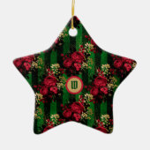 Gotische Rote Rosen und Streifen mit Anfangsbuchst Keramik Ornament (Vorne)