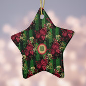 Gotische Rote Rosen und Streifen mit Anfangsbuchst Keramik Ornament