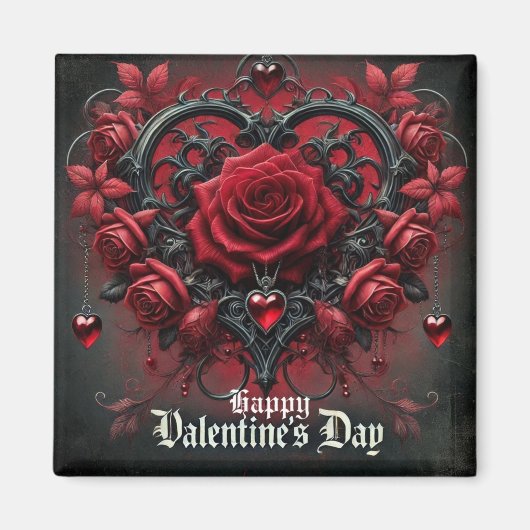 Gotische rote Rosen Valentinstag Magnet (Vorne)