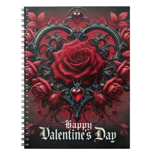 Gotische rote Rosen Valentinstag Notizblock (Vorderseite)