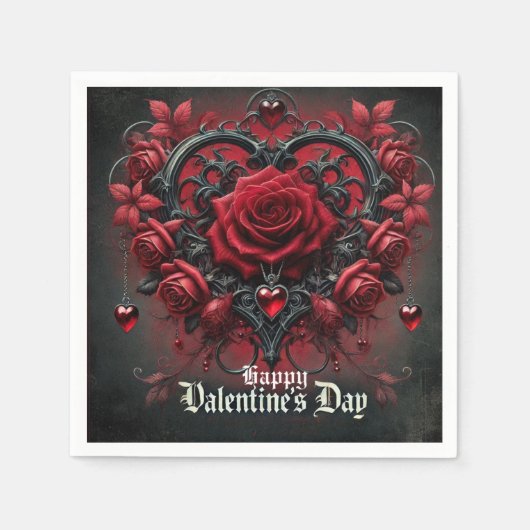 Gotische rote Rosen Valentinstag Serviette (Vorderseite)