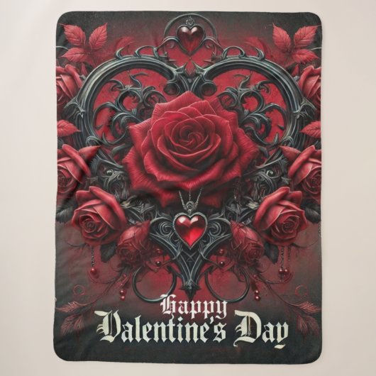 Gotische rote Rosen Valentinstag Sherpadecke (Vorderseite)