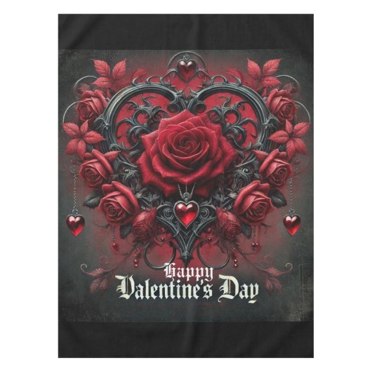 Gotische rote Rosen Valentinstag Tischdecke (Vorderseite)