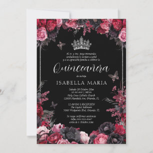 Götische rote und schwarze Quinceañera-Einladung Einladung
