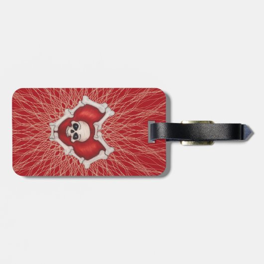 Gotische Rotheize in Knochen Weißschädel Gepäckanhänger (Rückseite horizontal)