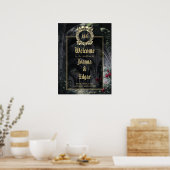 Gotische Ruinen Hochzeit Schwarz und Gold Willkomm Poster (Küche)