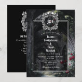 Gotische Ruinen Monogramm Alles In Einem QR-Code H Einladung (Vorne/Hinten)