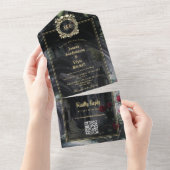Gotische Ruinen Monogramm QR-Code Hochzeit All In One Einladung (Abreißen)