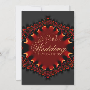 Gotische Satin Rot+Schwarze 5x7 Hochzeitseinladung Einladung