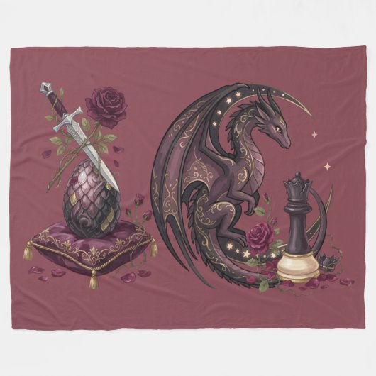 Gotische Schachmattstellung Drache Fleecedecke (Vorderseite (Horizontal))
