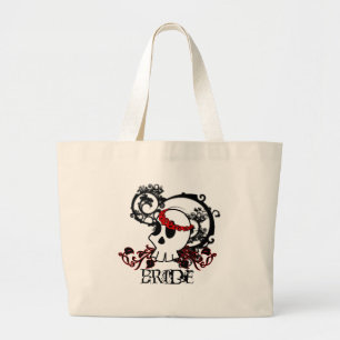 Gotische Schädel-Braut-Tasche Jumbo Stoffbeutel