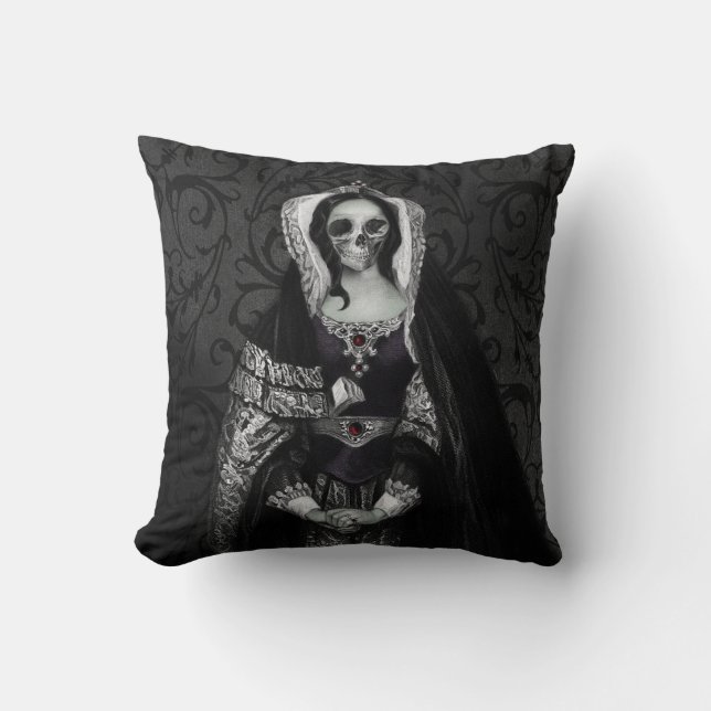Gotische Schädel-Dame Kissen (Vorderseite)