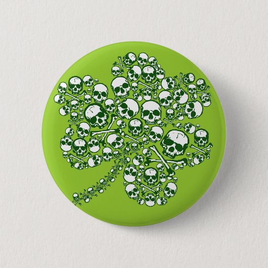 Gotische Schädel-irische Kleeblatt-Knöpfe Button (Vorderseite)