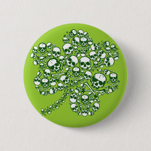 Gotische Schädel-irische Kleeblatt-Knöpfe Button