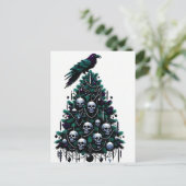 Gotische Schädel und ravener Weihnachtsbaum Postkarte (Stehend Vorderseite)