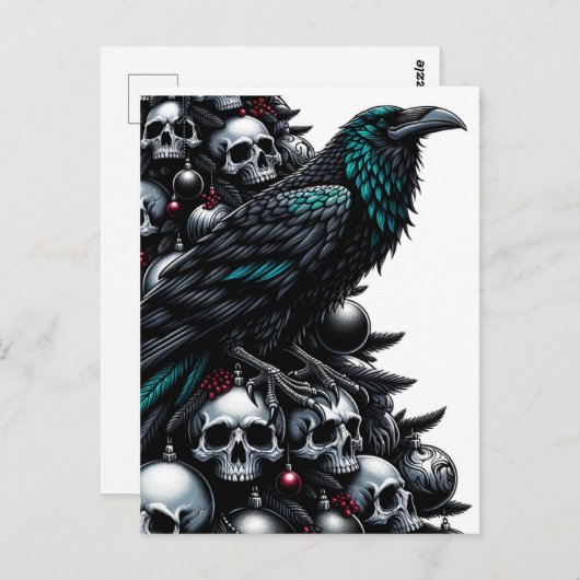 Gotische Schädel und ravener Weihnachtsbaum Postkarte (Vorne/Hinten)