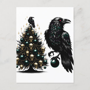 Gotische Schädel und Ravens Weihnachtsbaum Postkarte