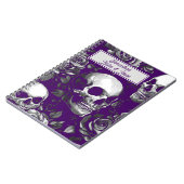 Gotische Schädel und Rose Lila Notizblock (Linke Seite)