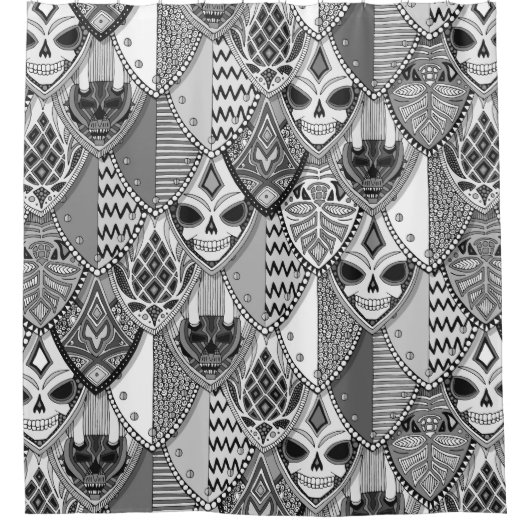 gotische Schilde bw. Duschvorhang (Vorderseite)