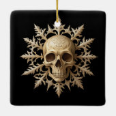 Gotische Schneeflocke und Schädel Keramikornament (Rückseite)