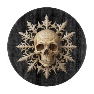 Gotische Schneeflocke und Schädel Schneidebrett