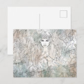 Gotische schöne Hexe mit Rabe Postkarte (Vorne/Hinten)