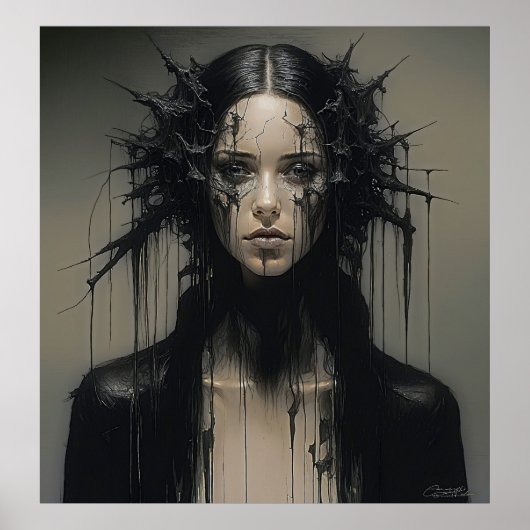 Gotische Schönheit: Abstrakter Expressionist Poster (Vorne)