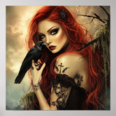 Gotische Schönheit mit Raven Poster (Vorne)