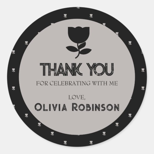 Gotische Schwarz-Weiß Geburtstag Runder Aufkleber (Vorderseite)