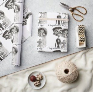 Gotische Schwarz-weiße Braut und Bräuche Geschenkpapier