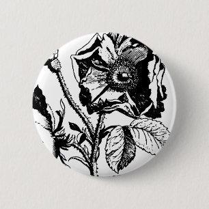 gotische Schwarze Antike Rose Button