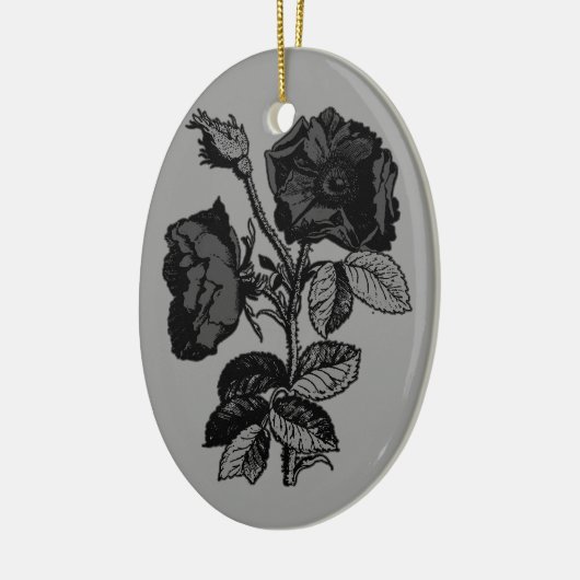 gotische Schwarze Antike Rose Keramik Ornament (Links)