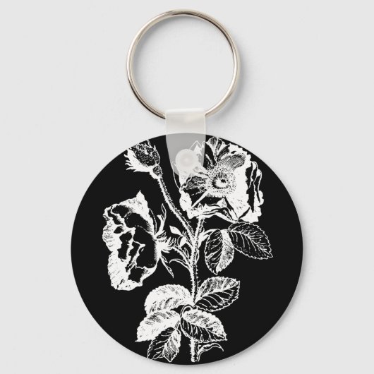gotische Schwarze Antike Rose Schlüsselanhänger (Vorderseite)
