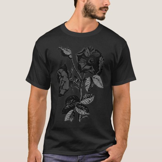 Gotische schwarze antike Rose T-Shirt (Vorderseite)