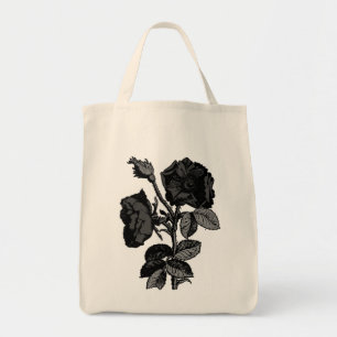 Gotische schwarze antike Rose Tragetasche