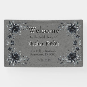 Gotische schwarze florale Hochzeitsdusche Willkomm Banner