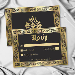 Gotische schwarze goldene mittelalterliche bis zum RSVP karte