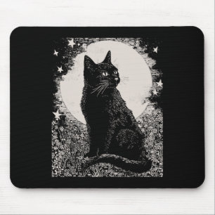 Gotische Schwarze Katze im Garten Pflanze Blume He Mousepad