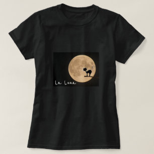 Gotische schwarze Katze La-Luna-Slogans mit T-Shirt