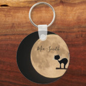 Gotische schwarze Katze mit Vollmond-persönlichem Schlüsselanhänger (Vorderseite)
